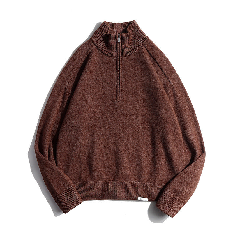 Herren Feinstrickpullover mit halbem Reißverschluss und Stehkragen Echo Archiv
