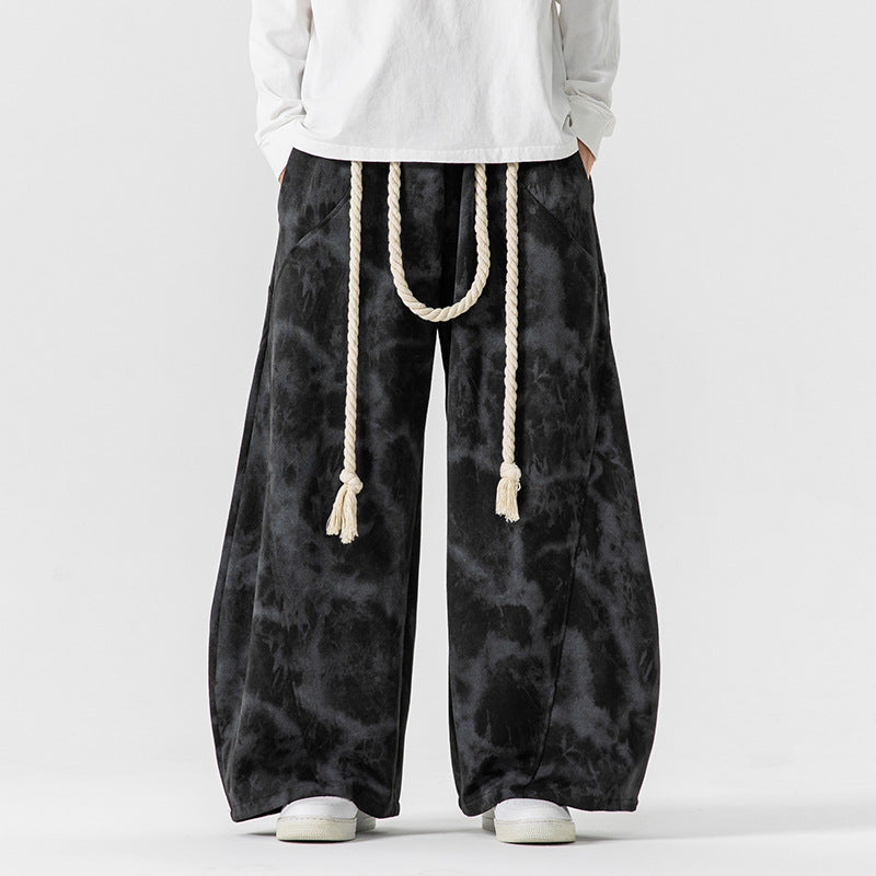 Herren Extraweite Batik-Loungehose im Baggy-Cut mit dekorativem Kordelzug Echo Archiv