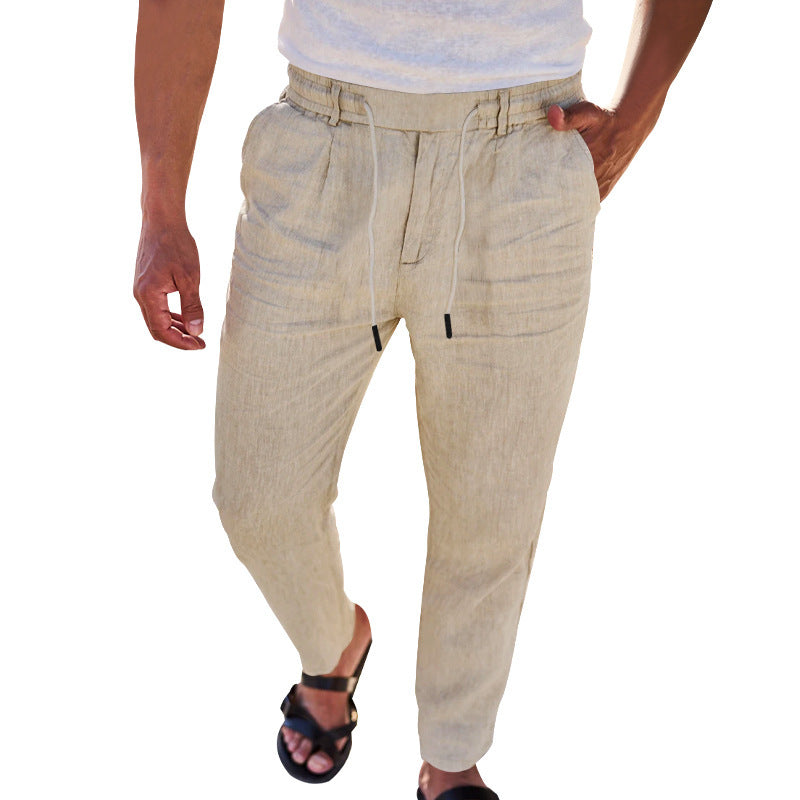 Herren lässige Leinenhose mit elastischem Bund und praktischen Seitentaschen Echoarchiv