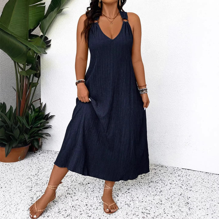 Damen Maxikleid mit schickem V-Ausschnitt und lässigen Trägern Echo Archiv