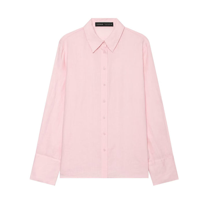 Damen Oversized Seidenimitat-Hemdbluse mit Kentkragen und Manschetten Echo Archiv