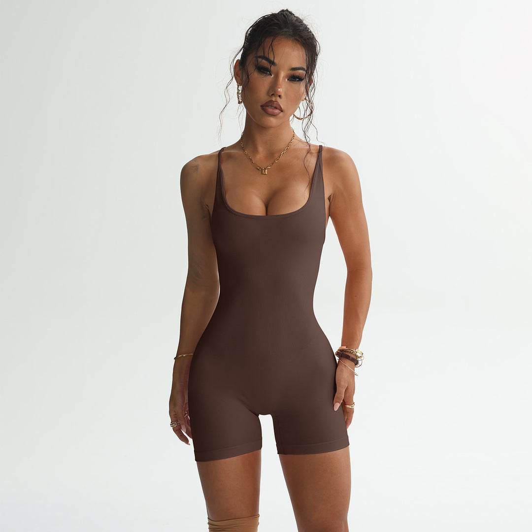 Damen Bodycon Jumpsuit mit verstellbaren Trägern und hohem Schnitt Echo Archiv