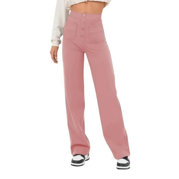 Damen Hochtaillierte weite Hose mit Knopfleiste und aufgesetzten Taschen Echo Archiv