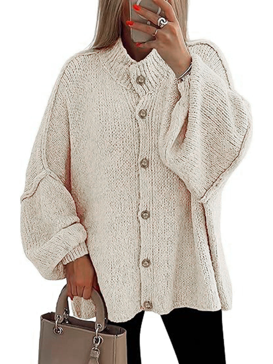 Damen oversized Strickjacke mit Knopfverschluss Echoarchiv