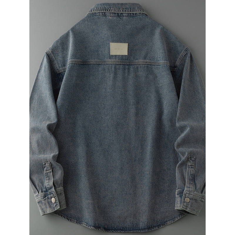 Herren Overshirt-Jacke aus gewaschenem Denim mit Druckknopfleiste und Relaxed-Schnitt Echoarchiv