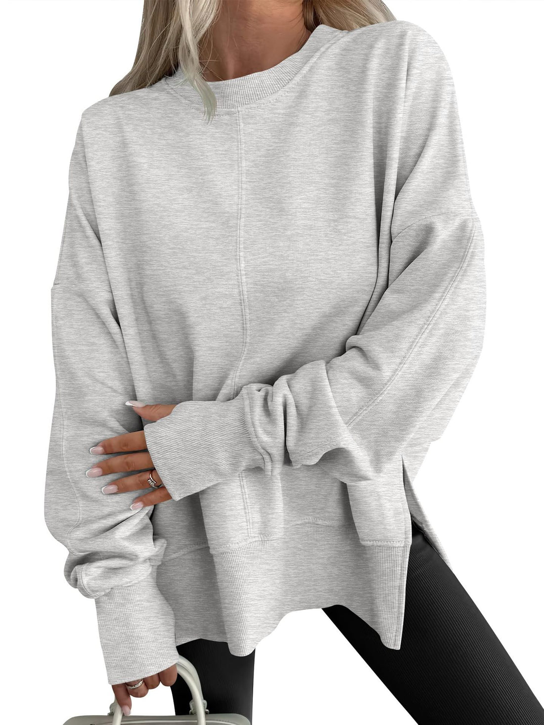 Damen Oversize-Sweatshirt mit Mittelnähte, Rundhals und überschnittener Schulter – Mavelle