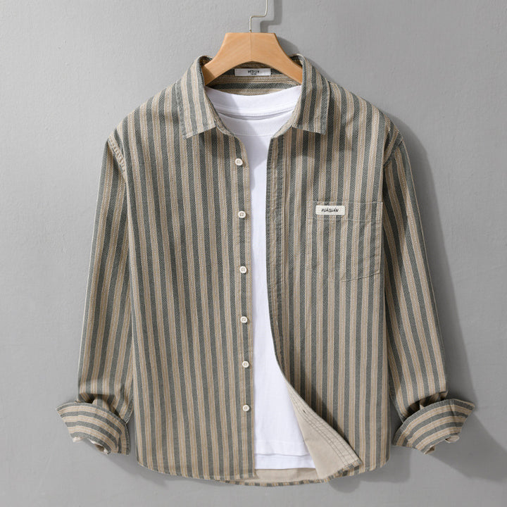 Herren Casual-Streifenhemd im Overshirt‑Stil mit Kentkragen Echoarchiv