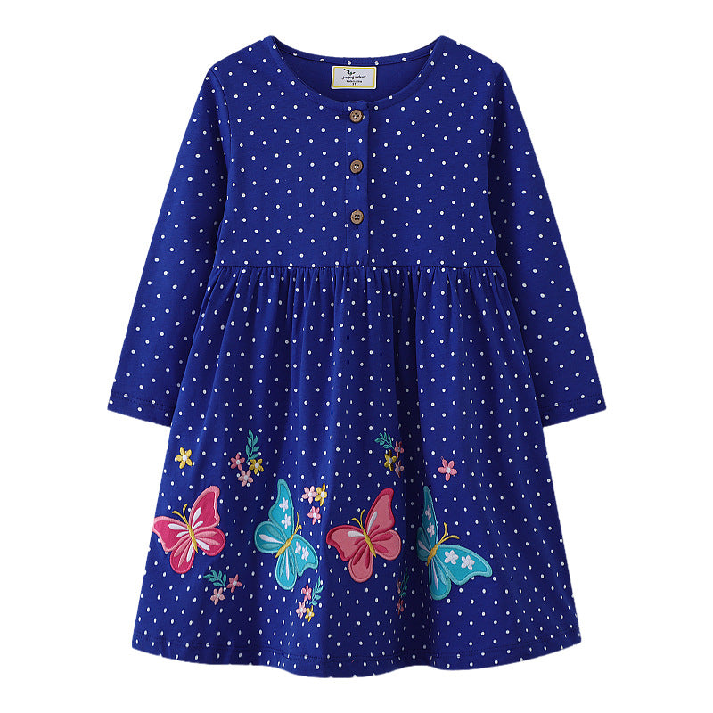 Mädchen Freizeitkleid mit floralen und Schmetterlingsapplikationen Echo Archiv