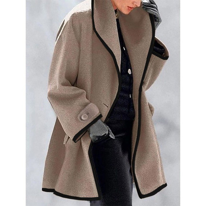 Damen nan oversize Bouclé Wollmix Mantel mit kontrastpaspeln und umgeschlagenem Kragen Echo Archiv