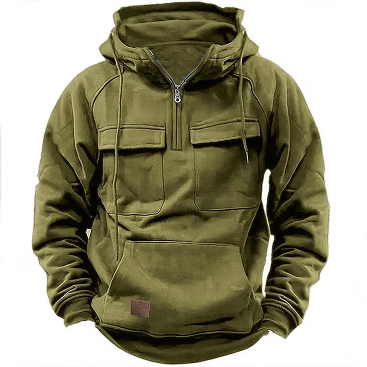 Herren nan Utility Kapuzenpullover mit aufgesetzten Brusttaschen und halbem Reißverschluss Echo Archiv