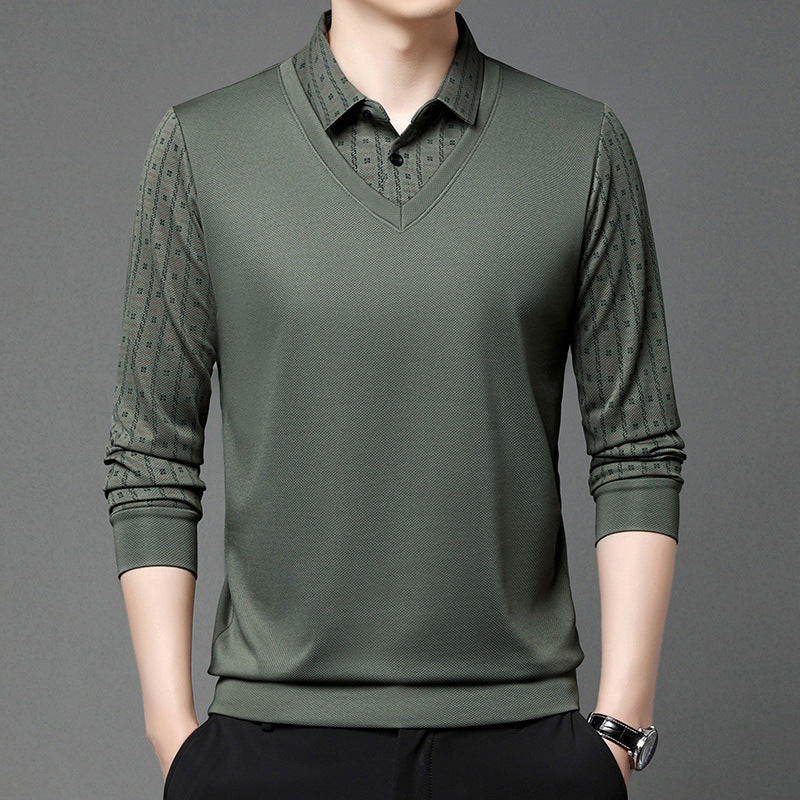 Herren elegantes Poloshirt mit strukturiertem Kragen und innovativer Knopfleiste Echoarchiv