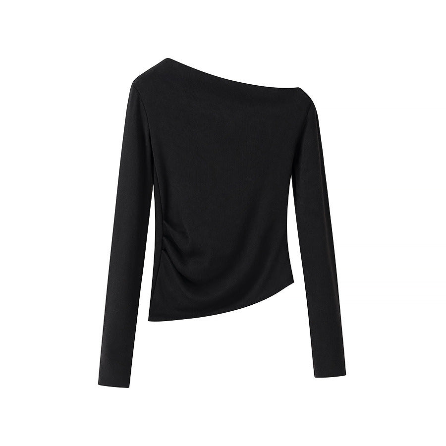 Damen Asymmetrisches One-Shoulder Langarmshirt mit Raffung Echo Archiv