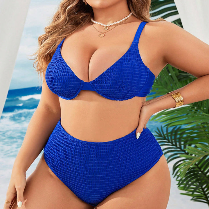 Damen Hoch tailliertes Bikini-Set mit strukturiertem Oberteil Echo Archiv