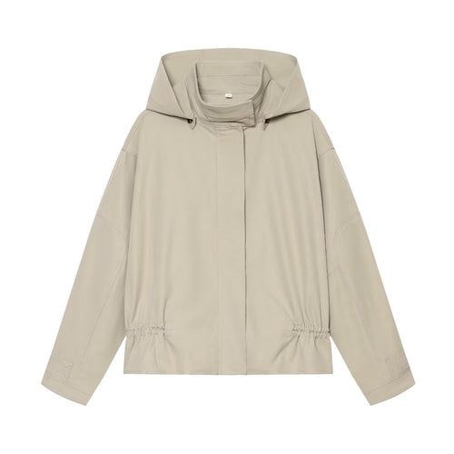 Damen Leichte Kapuzenjacke mit Tunnelzug-Taille und verdeckter Reißverschlussleiste Echo Archiv