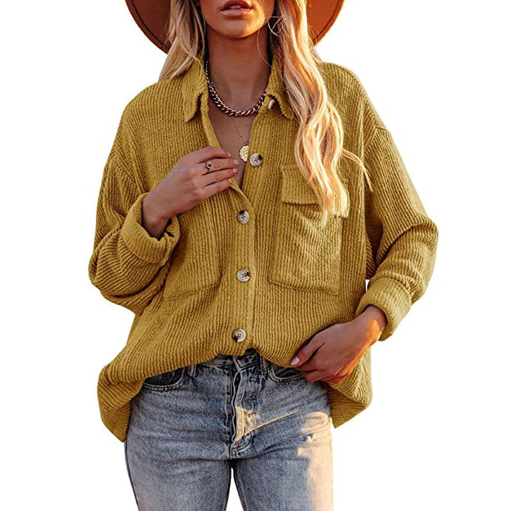 Damen Oversize-Feinstrick-Hemdjacke mit Knopfleiste und Brusttaschen Echoarchiv