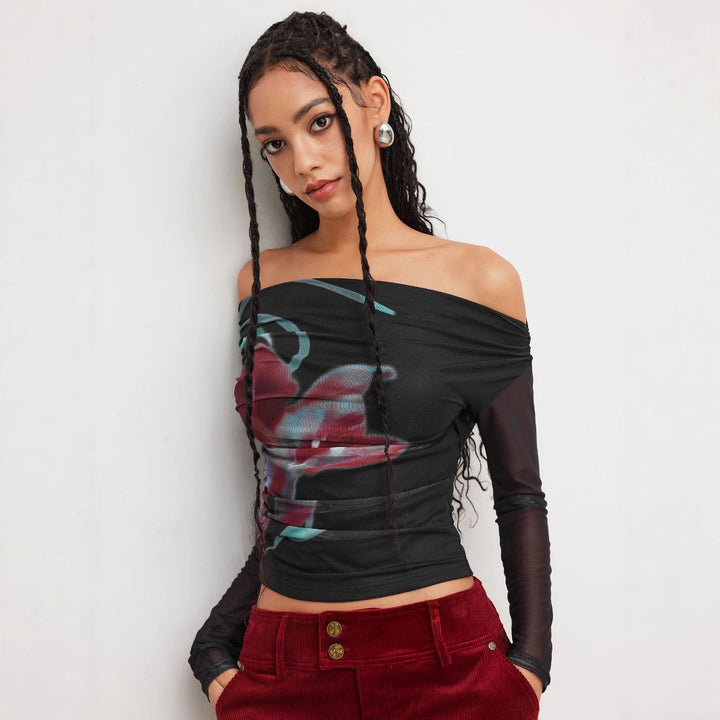 Damen Trendy Shirt mit transparenten Ärmeln Echo Archiv