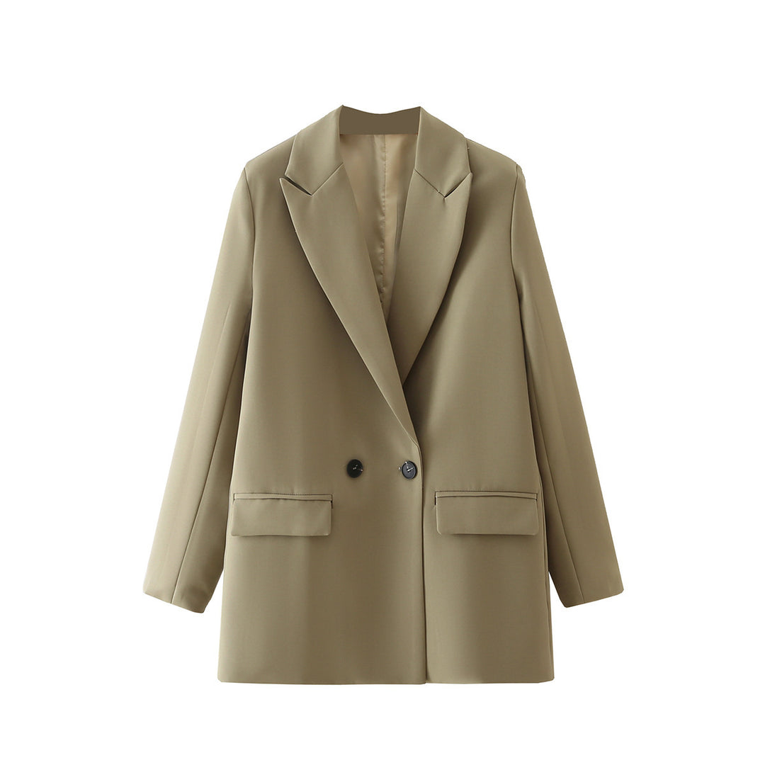 Damen Oversize Doppelreihiger Blazer mit fallendem Revers und weicher Innenfütterung – Valéne