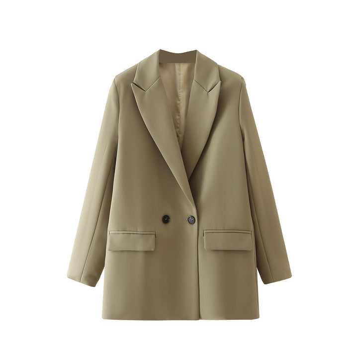 Damen Oversize Doppelreihiger Blazer mit fallendem Revers und weicher Innenfütterung – Valéne