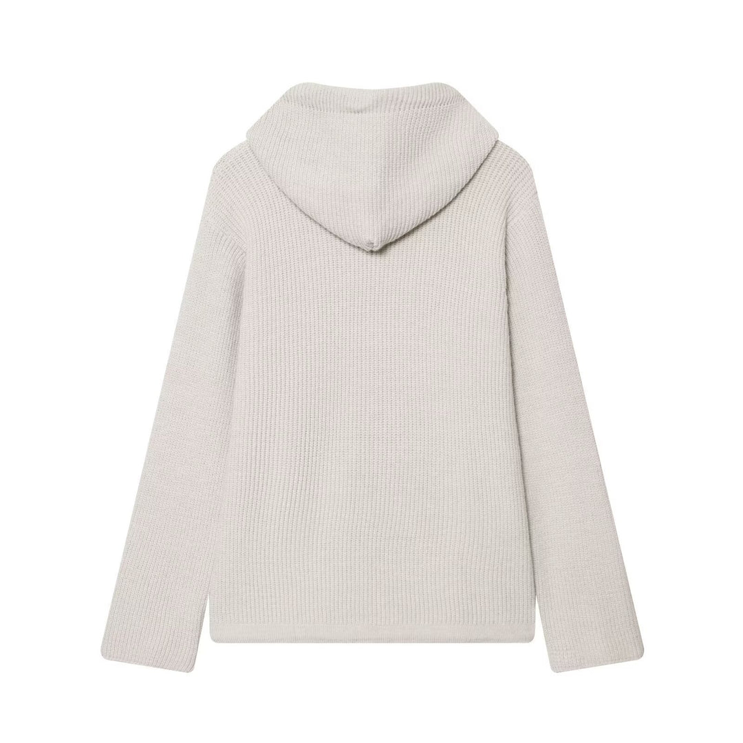 Damen Grobstrick-Kapuzenjacke mit Reißverschluss und Kordelzug Echo Archiv