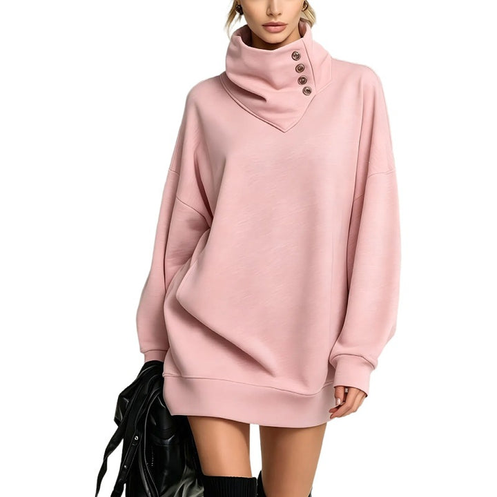 Damen Oversize Sweatshirtkleid mit hohem Knopfkragen Echo Archiv