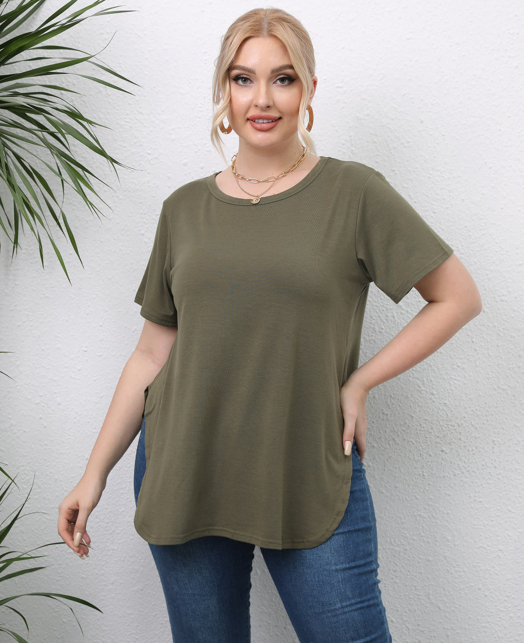 Damen lässiges T-Shirt mit seitlichen Eingrifftaschen Echo Archiv