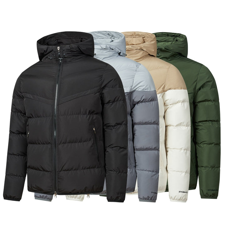 Herren Wattierte Kapuzen-Steppjacke mit Thermoisolierung, Zwei-Wege-Reißverschluss & verdeckten Reißverschlusstaschen Echoarchiv