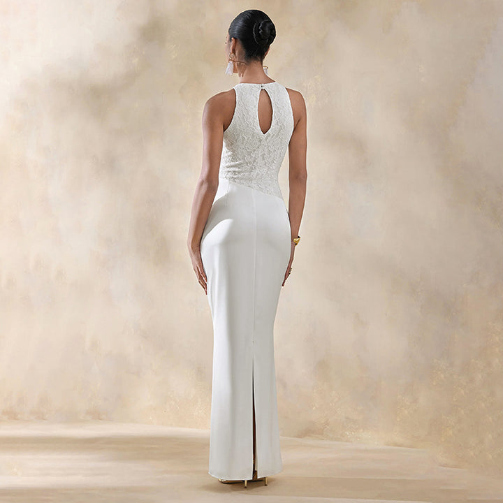 Damen Elegantes Hochzeitskleid mit Spitzenoberteil und gerafftem Saum Echo Archiv