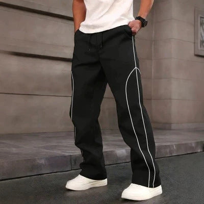 Herren Sportliche tapered Trainingshose mit elastischem Bund, Tunnelzug & Kontrastpaspel Echo Archiv
