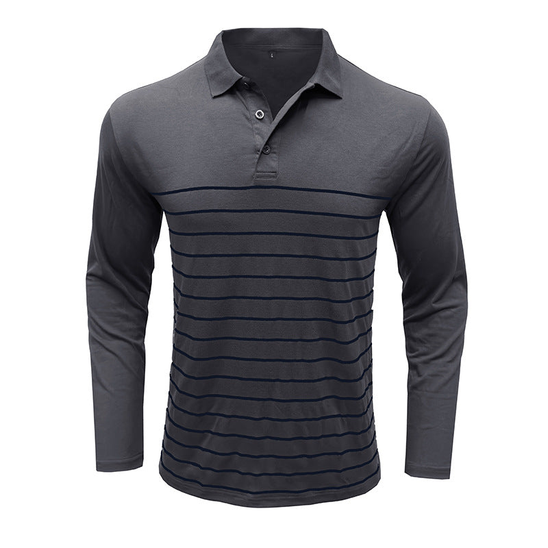 Herren Langarm Poloshirt mit modischem Streifenmuster Echoarchiv