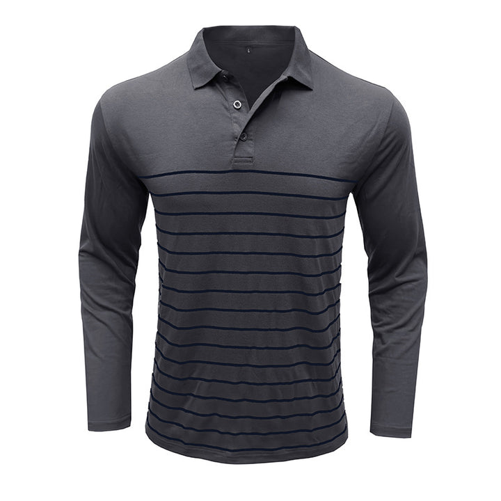 Herren Langarm Poloshirt mit modischem Streifenmuster Echoarchiv