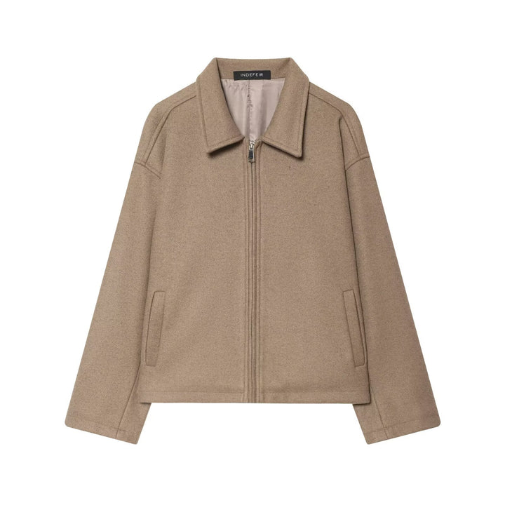 Damen Oversize Wollmix-Boxyjacke mit durchgehendem Reißverschluss und Eingrifftaschen Echo Archiv