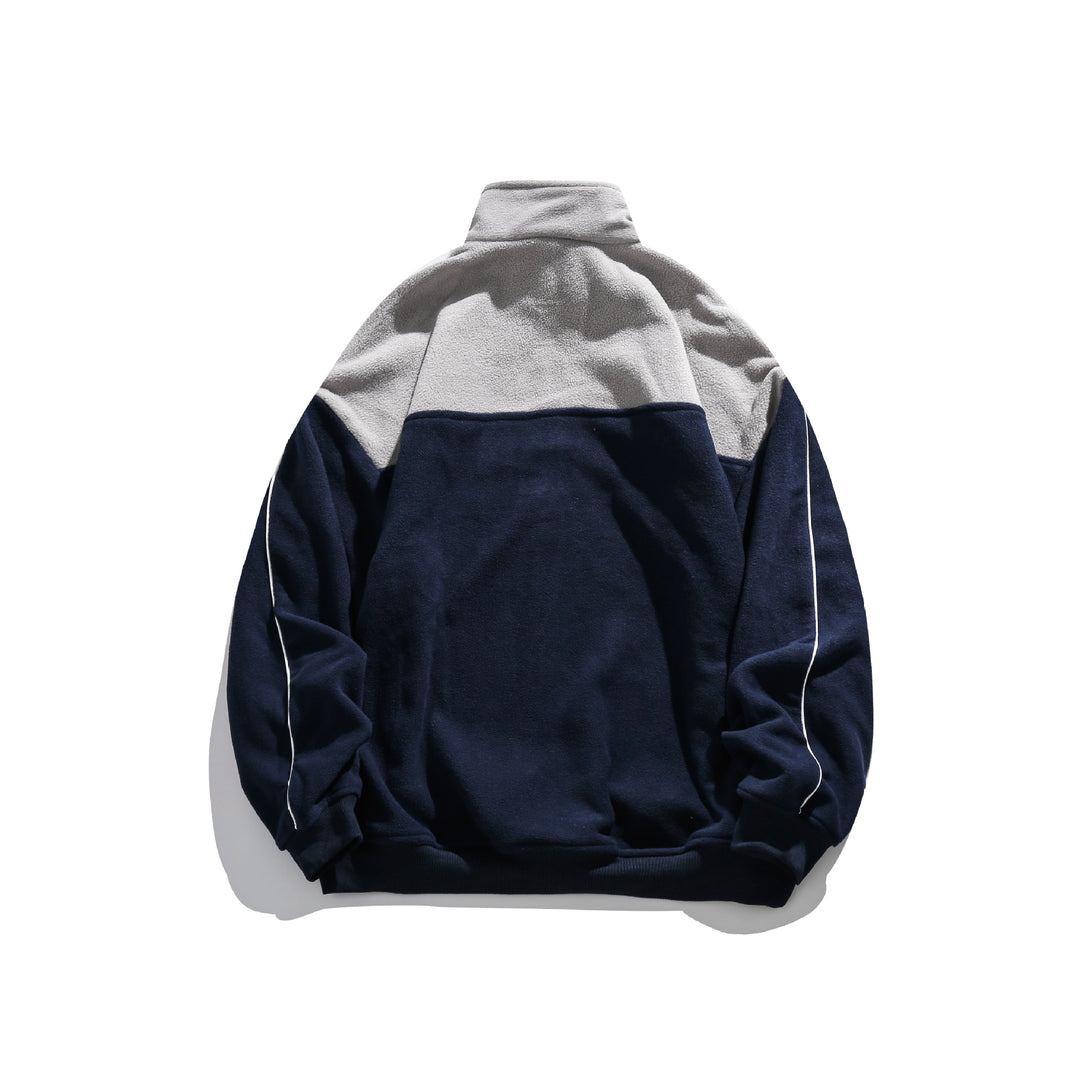 Unisex Fleece-Halbzip-Pullover mit hohem Kragen, Raglanärmeln und Kontrastpaneelen Echoarchiv