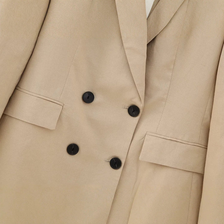 Damen Doppelreihiger Longline-Blazer mit strukturiertem Tailoring und verlängertem Saum Echoarchiv