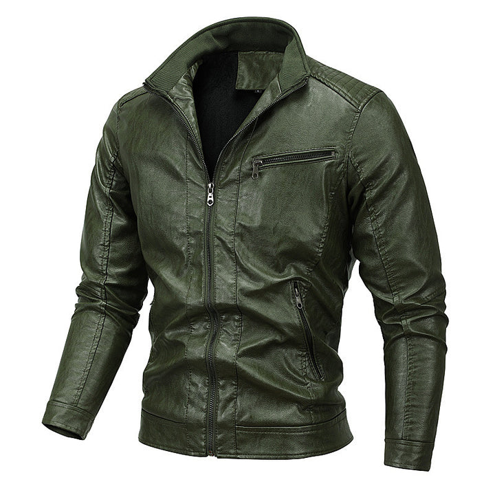 Herren Slim-Fit Kunstlederblouson mit gesteppter Schulterpartie und Stehkragen Echo Archiv