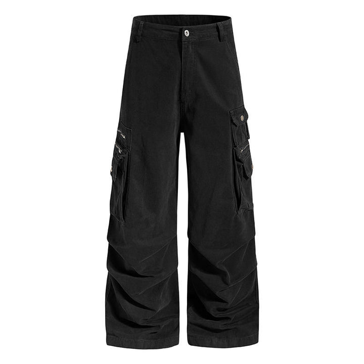 Damen weite High‑Waist Cargo‑Culottehose mit großen Klappentaschen und verstellbarem Saum Echoarchiv