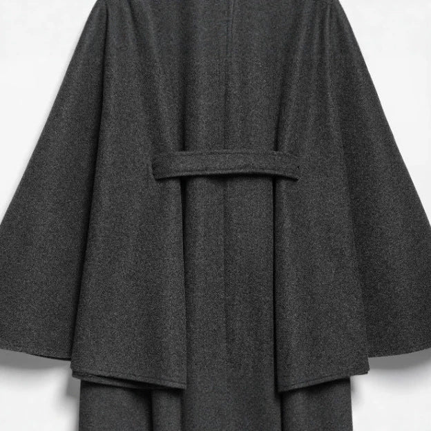 Damen Kurzcape aus Wollmix mit hohem Stehkragen und Bindegürtel Echo Archiv