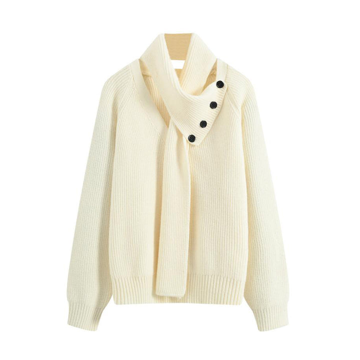 Damen Grobstrickpullover mit asymmetrischem Kragen Echoarchiv