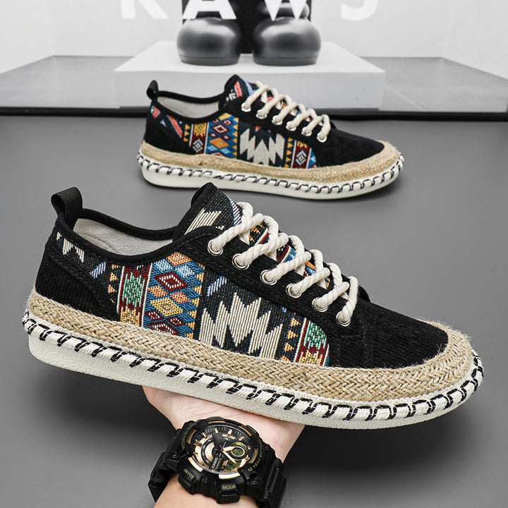 Unisex Espadrille-Sneaker mit geflochtenem Jutemittelsohle und ethnischem Webmuster Echoarchiv