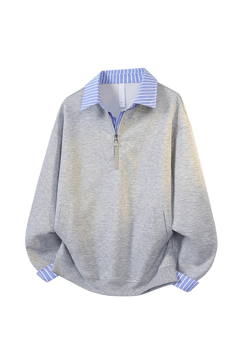 Damen Oversize-Sweatshirt mit Hemdkragen & Halbzip im Lagenlook Echoarchiv