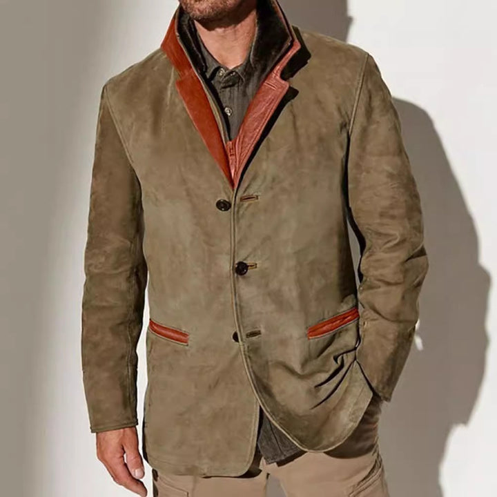 Herren elegante Wildlederjacke mit Kontrastdetails Echoarchiv