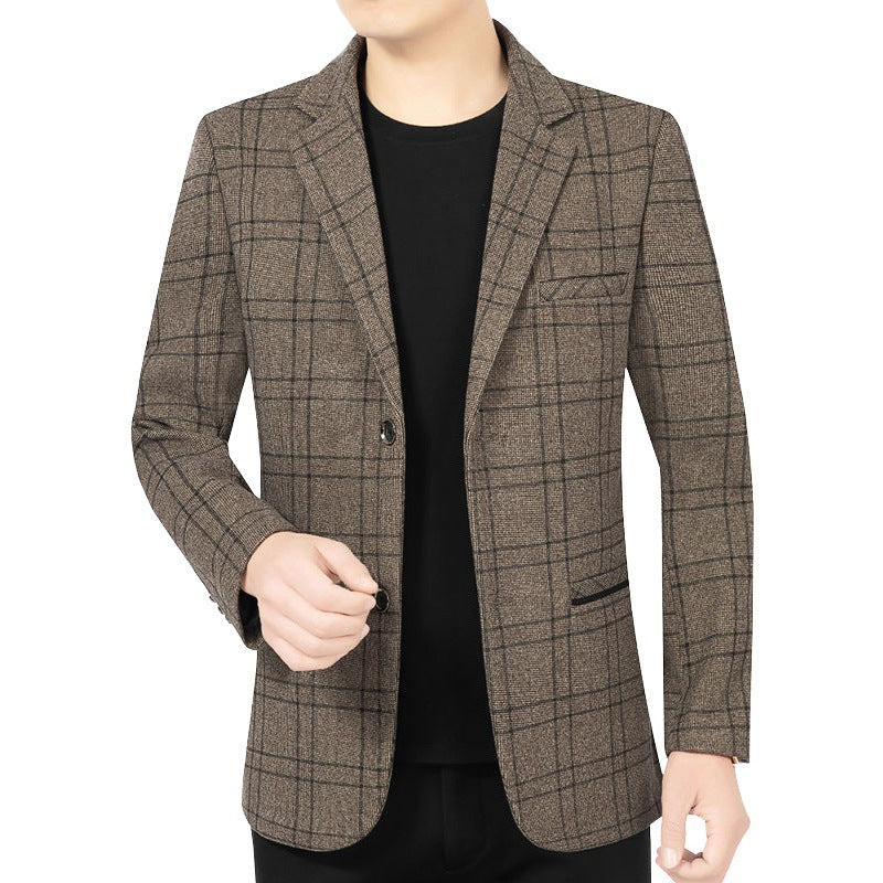 Herren Elegantes Karomuster-Sakko mit leichtem Stretch und Notch-Revers – Tianoro