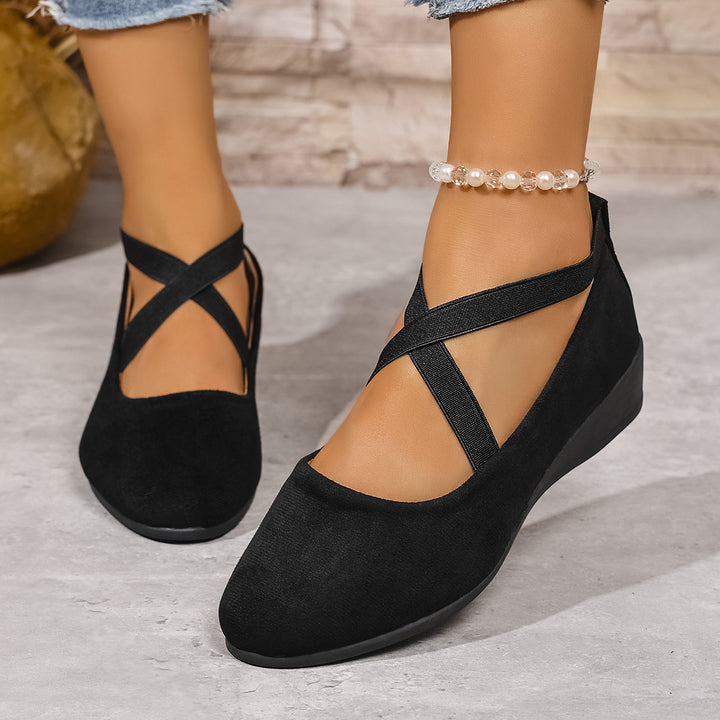 Damen  minimalistische Samt-Ballerina mit dekorativer Fußkette und ergonomischem Komfortfußbett Echo Archiv