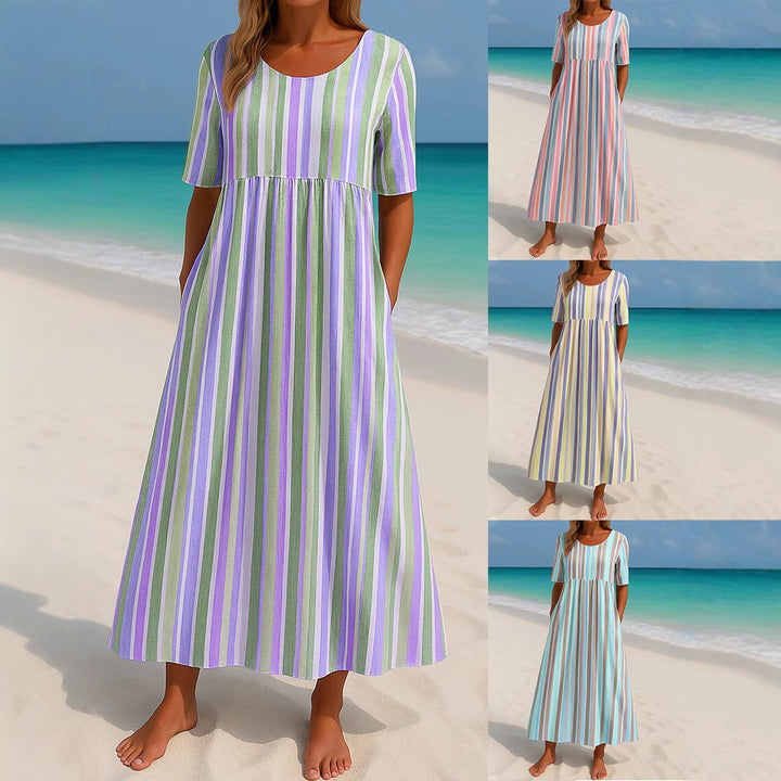 Damen lässiges Maxikleid mit hellen Streifen Echo Archiv