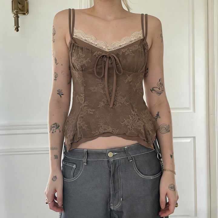 Damen elegantes Spitzenoberteil mit zarter Raffung Echo Archiv