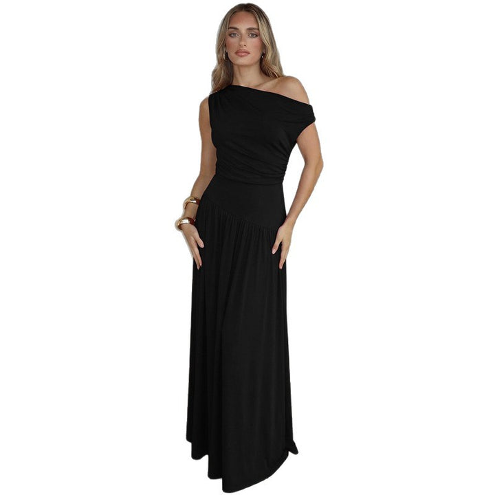 Damen Langarm Maxikleid mit asymmetrischem Schnitt und komfortablem Taillenbereich Echo Archiv