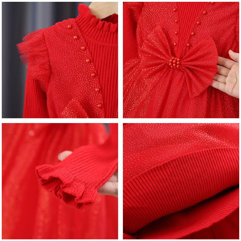 Mädchen Festliches Tüllkleid mit Pailletten und Schleifendetail Echo Archiv
