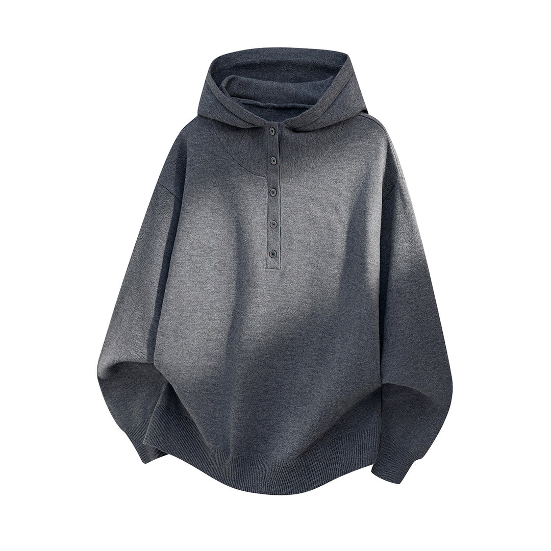 Unisex Oversize Kapuzenpullover mit Knopfleiste und weitem Funnelkragen Echo Archiv