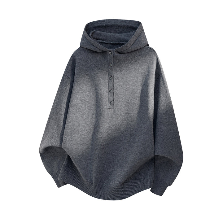 Unisex Oversize Kapuzenpullover mit Knopfleiste und weitem Funnelkragen Echo Archiv