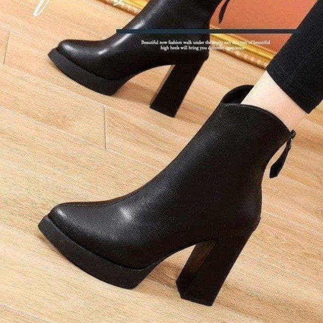 Damen Elegante High Heel Stiefeletten mit hohem Blockabsatz Echo Archiv
