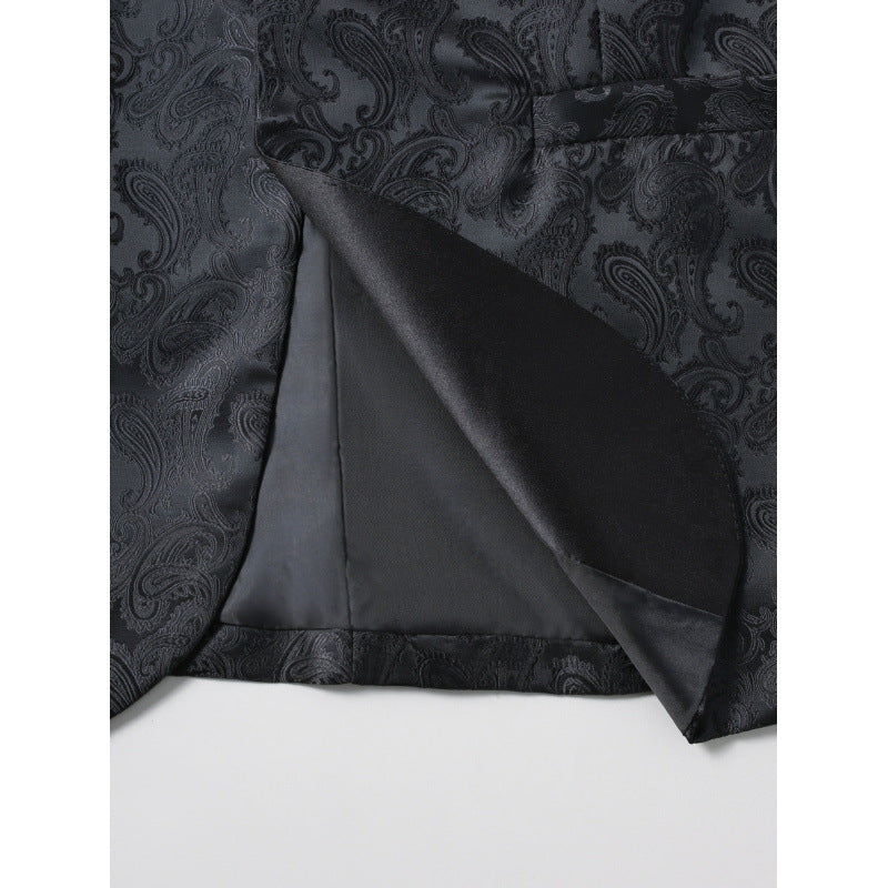 Herren Luxuriöser Satin Smoking-Blazer mit floralem Jacquard-Muster Echoarchiv